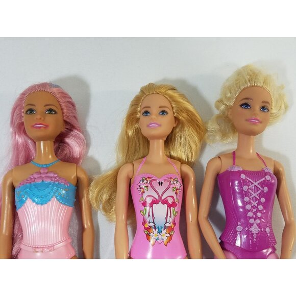 Mattel Barbie Dolls lot of 7 Color Hair Reveal Painted on suits Glitter Legs - Picture 8 of 11